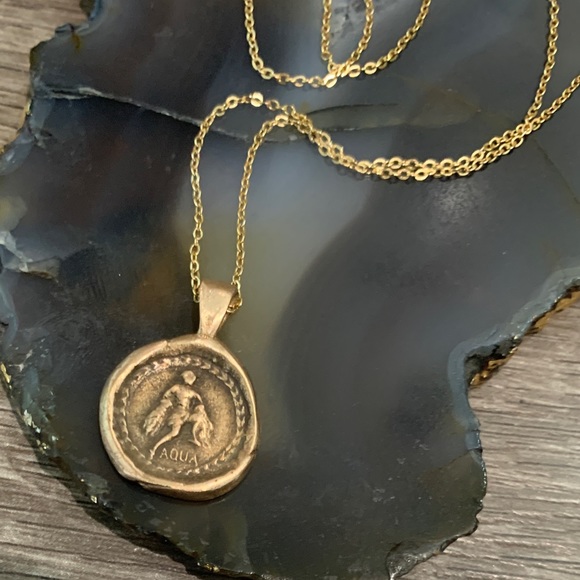 Handmade ancient style wax seal Aquarius ♒️ necklace - Picture 5 of 13